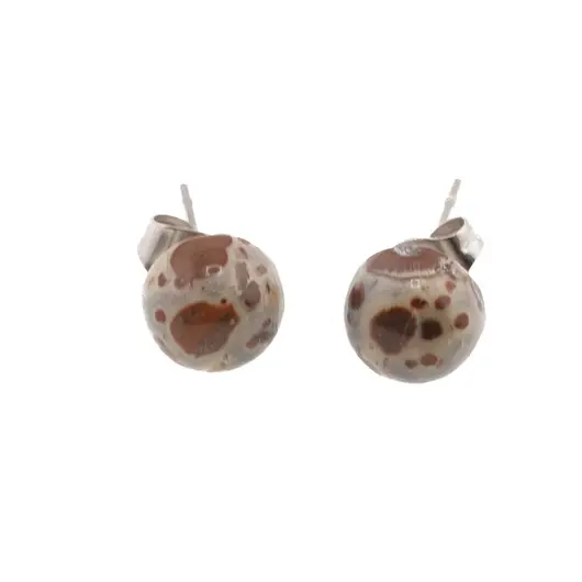 Cercei cu surub jasp asteroid semisfere 8mm