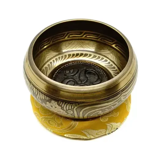 5 x Bol tibetan cantator Nepal cu perna colorata - Simbolul OM, 10cm (en-gros, wholesale), imagine 2
