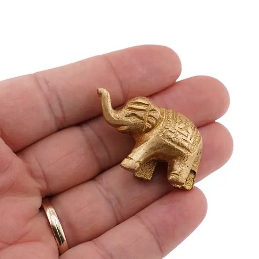 Suport ardere betisoare parfumate, Elefant din metal auriu, imagine 3