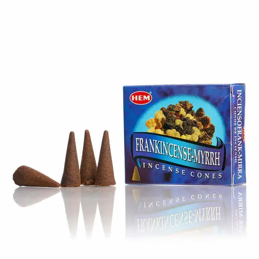 Conuri parfumate fumigatie HEM Frankincense Myrrh 10 buc