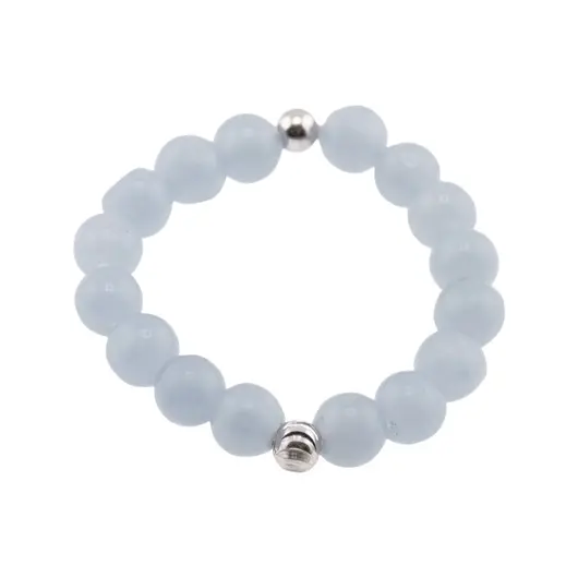 Inel pe elastic cu angelit si argint 925, sfere 3-4mm, imagine 2