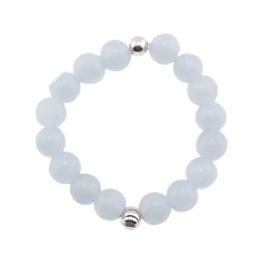 Inel pe elastic cu angelit si argint 925, sfere 3-4mm