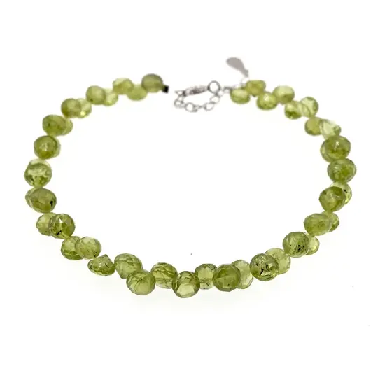 Bratara Peridot briolete 4-5mm si argint 925, imagine 2