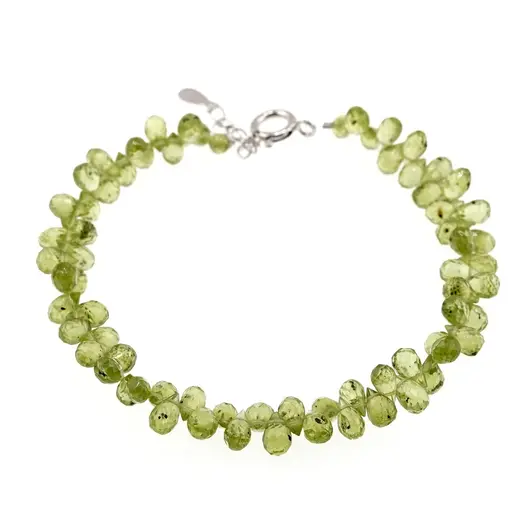 Bratara Peridot briolete fatetate 6x4mm si argint 925, imagine 2