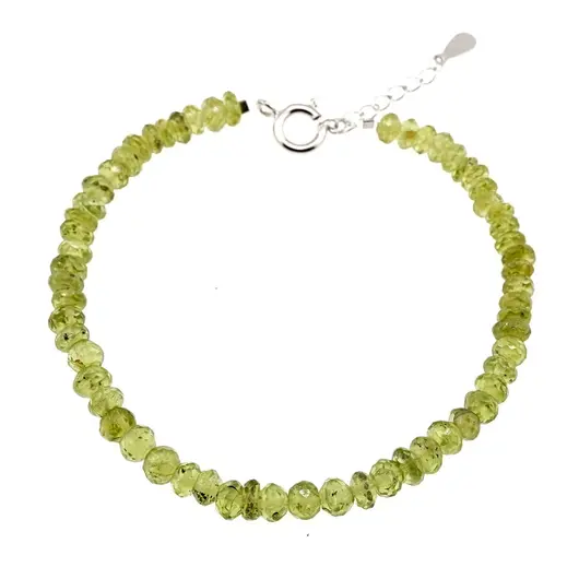 Bratara Peridot discuri fatetate 5-6mm si argint 925