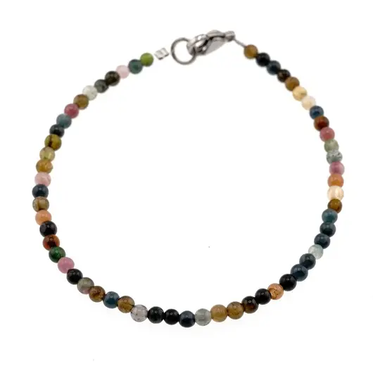 Bratara Turmalina multicolora sfere 3mm si argint 925, imagine 2