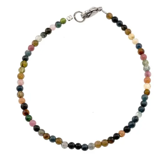 Bratara Turmalina multicolora sfere 3mm si argint 925