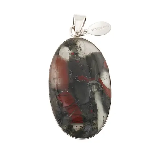Pandantiv African Bloodstone cu montura din argint 925, A7