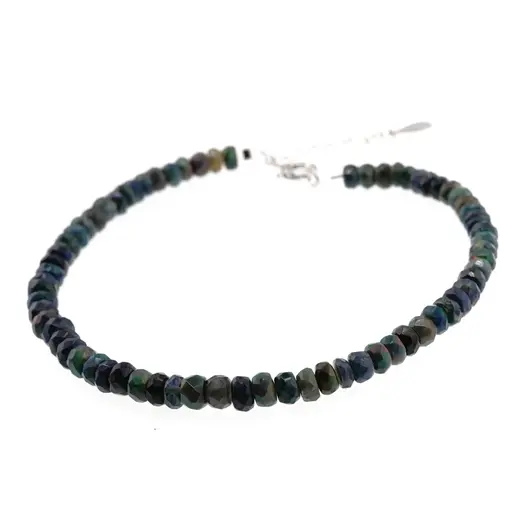 Bratara Opal de foc negru discuri fatetate 4-5mm si argint 925, imagine 3