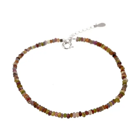 Bratara Safir multicolor discuri fatetate 2-3mm si argint 925, imagine 2