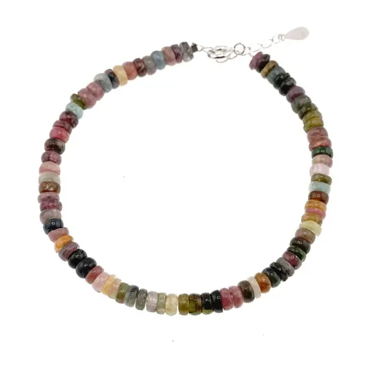 Bratara Turmalina multicolora rondele 4-5mm si argint 925