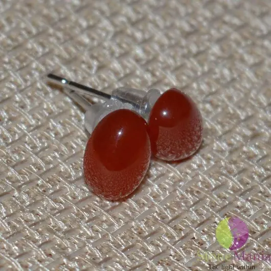 Cercei cu surub carneol oval 8x5mm