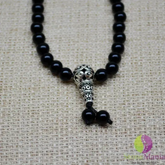 Colier mantra mala cu onix si argint 925