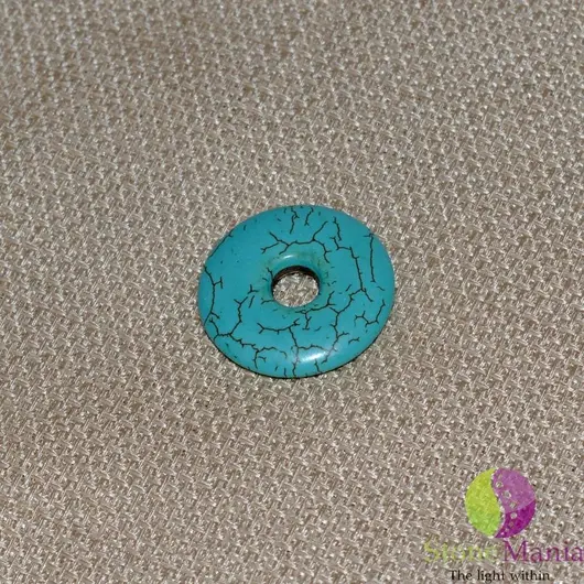 Pandantiv piatra pi donut turcoaz 30mm