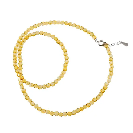 Colier Citrin sfere fatetate 4mm si argint 925, imagine 2