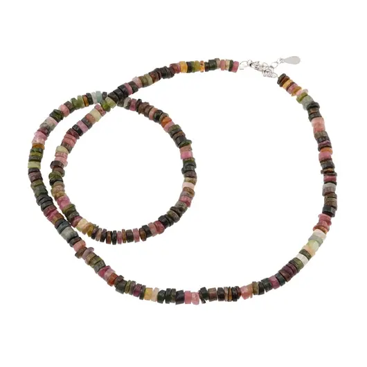 Colier Turmalina multicolora heishi 4-5mm si argint 925, imagine 2