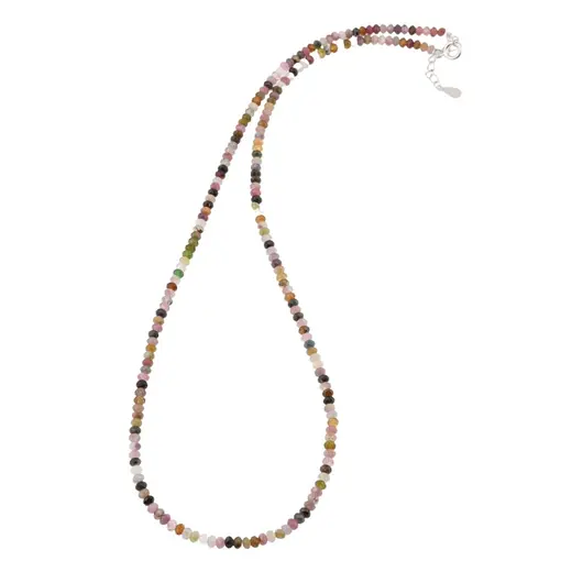Colier Turmalina multicolora mix discuri fatetate 3-4mm si argint 925