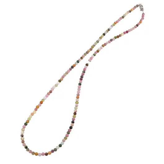 Colier Turmalina multicolora sfere fatetate 3-4mm si argint 925