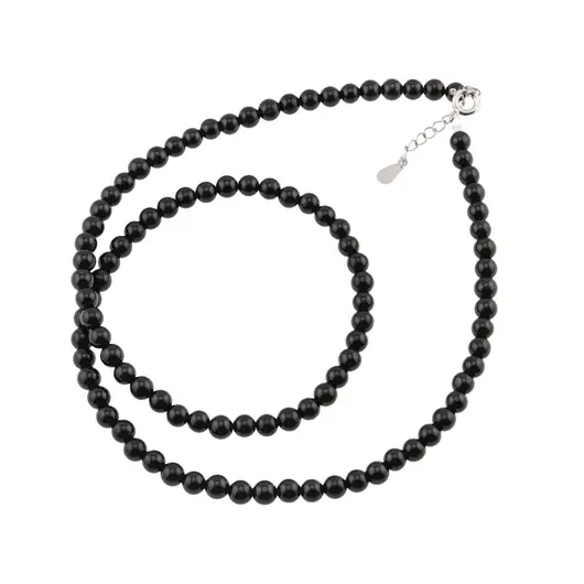 Colier Turmalina neagra sfere 4mm si argint 925, imagine 2