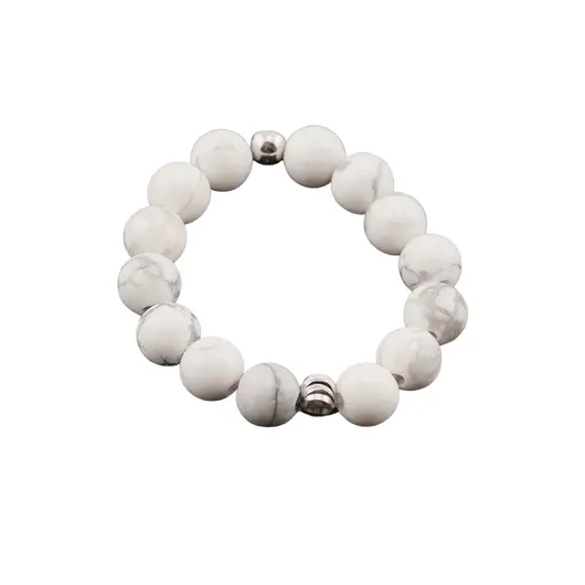Inel pe elastic cu howlit si argint 925, sfere 4mm, imagine 2