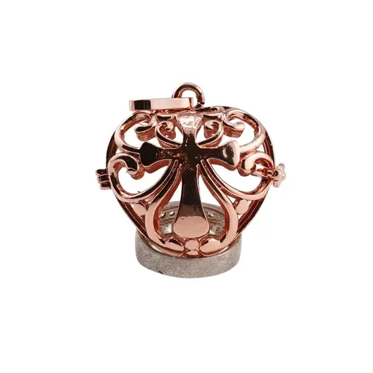 Suport pentru cristale aramiu model inima cu cruce, 30mm, imagine 3