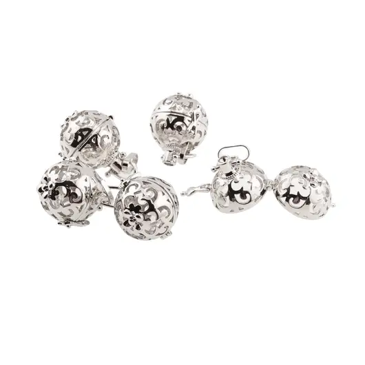 Suport pentru cristale argintiu model rotund perforat, 27mm, imagine 2