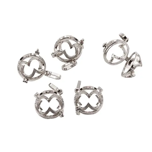 Suport pentru cristale argintiu model rotund stil gotic, 25mm, imagine 2