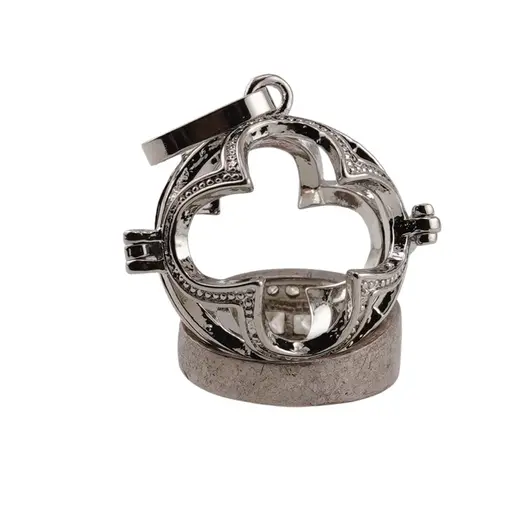 Suport pentru cristale argintiu model rotund stil gotic, 25mm, imagine 3