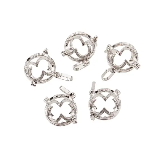 Suport pentru cristale argintiu model rotund stil gotic, 25mm
