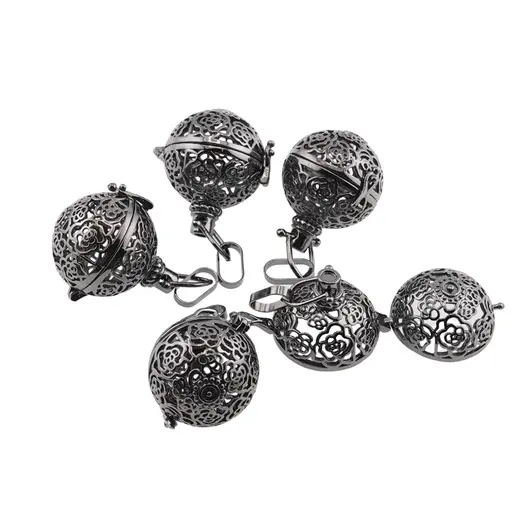 Suport pentru cristale negru model rotund cu flori, 29mm, imagine 2