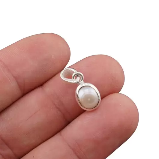 Pandantiv oval Perle de cultura si montura din argint 925, 14mm, imagine 2