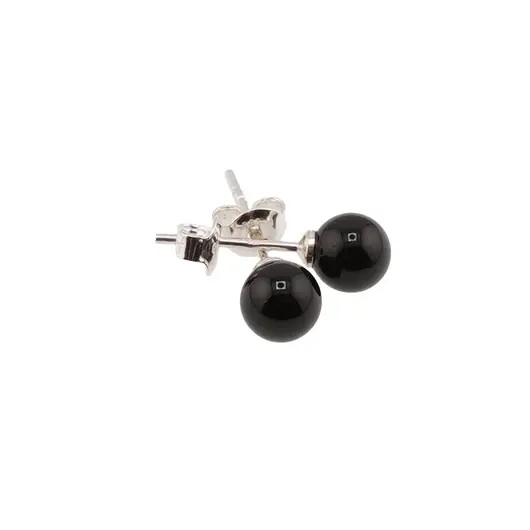 Cercei cu surub chihlimbar 6mm cu argint 925, negru, imagine 4