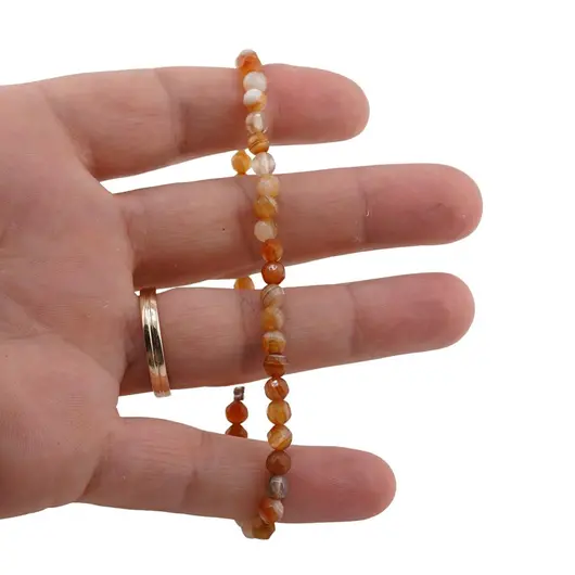 Bratara agat maro natural dantelat sfere fatetate 4mm, imagine 3