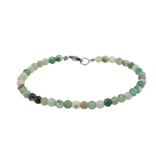 Bratara agat verde deschis dantelat sfere fatetate 4mm, imagine 2