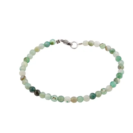 Bratara agat verde deschis dantelat sfere fatetate 4mm
