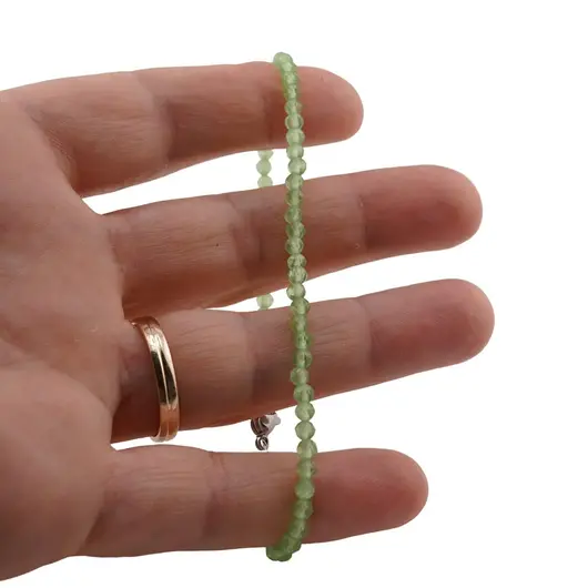 Bratara agat verde peridot sfere fatetate 3mm, imagine 3