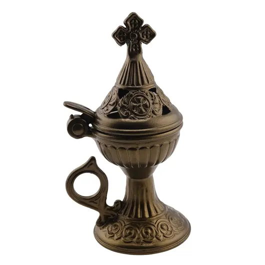 Vas pentru ardere tamaie si ierburi, metal culoare alama, 15cm