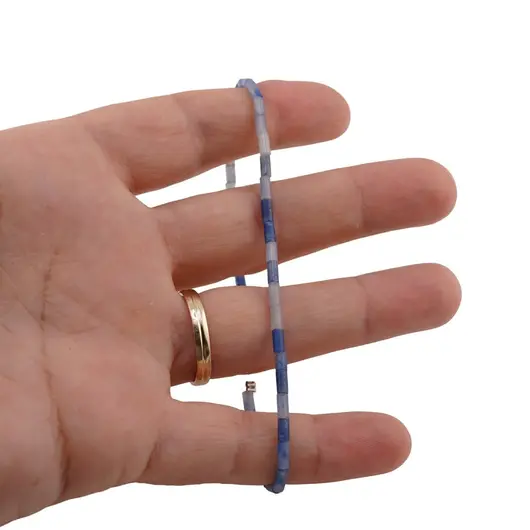 Bratara cuart albastru cilindru 2x5mm, imagine 3