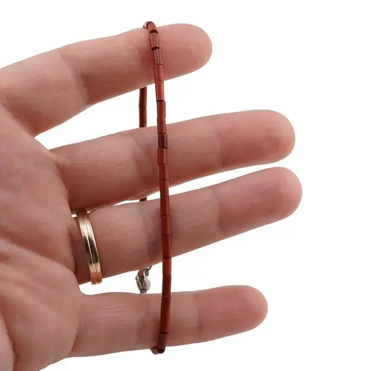Bratara jasp rosu cilindru 2x5mm, imagine 3