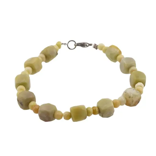 Bratara jad galben cuburi fatetate 7-8mm si discuri fatetate 4mm, imagine 2