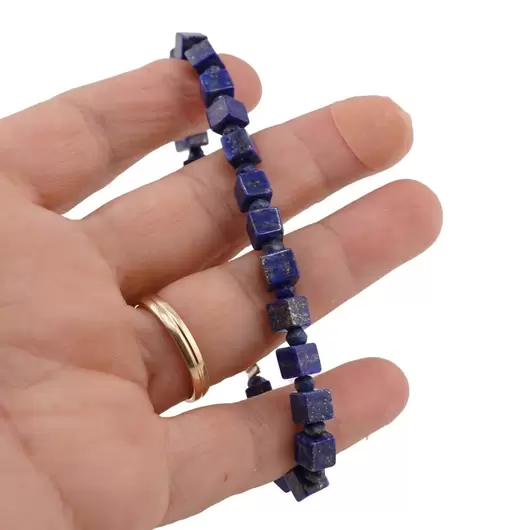 Bratara lapis lazuli cuburi 5mm si discuri fatetate 3mm, imagine 3