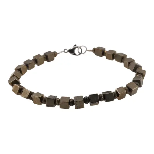 Bratara pirita cuburi 4-5mm si discuri fatetate 3mm, imagine 2