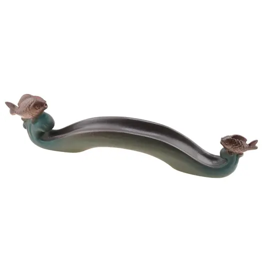 Suport din ceramica pentru ardere betisoare parfumate dublu, pesti maro, 30cm AR80