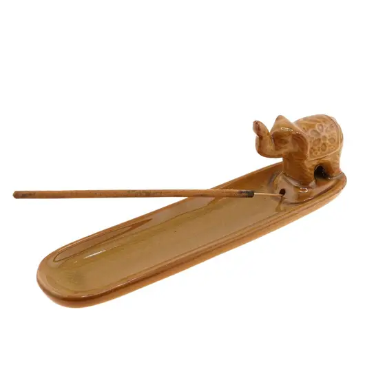 Suport din ceramica pentru ardere betisoare parfumate, Elefant maro, 20cm AR89, imagine 3
