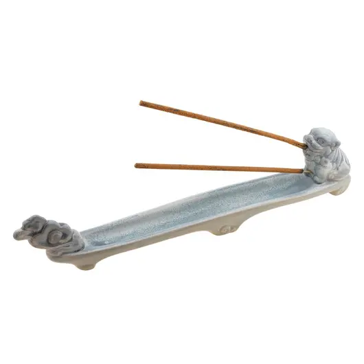 Suport din ceramica pentru ardere betisoare si conuri parfumate, caine Fu, 30cm, AR80, imagine 3