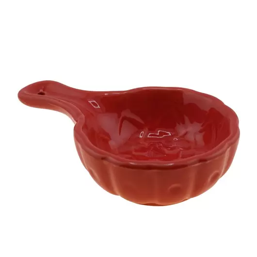 Suport din ceramica pentru ardere conuri parfumate si ierburi naturale, lingura rosie, 12,5cm, imagine 2