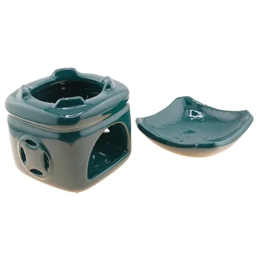 Vas aromaterapie din ceramica cu capac detasabil, albastru, imagine 2