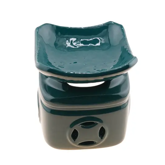 Vas aromaterapie din ceramica cu capac detasabil, albastru, imagine 3