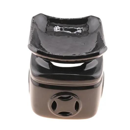 Vas aromaterapie din ceramica cu capac detasabil, negru, imagine 2