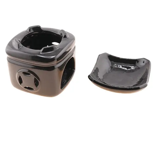 Vas aromaterapie din ceramica cu capac detasabil, negru, imagine 3